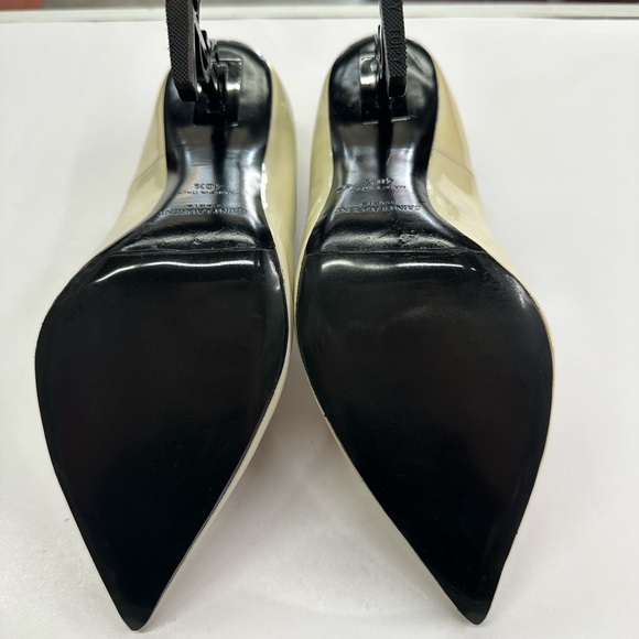 Yves Saint Laurent Cream Patent Leather Pointed Toe Opyum Pumps - Picture 3 of 6